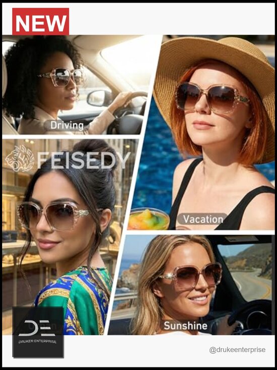 Polarized Square Sunglasses Sparkling Composite Frame UV400 Protection Oversized main image 7